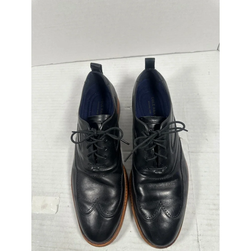 Cole Haan Grand 360 Mens Black Leather Wingtip Oxford Dress Shoes C28182 S: 9.5